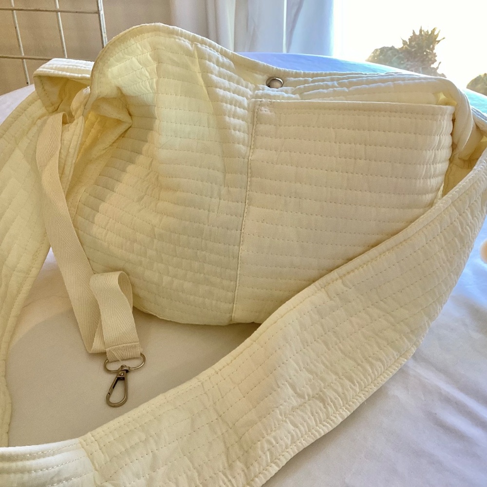 Cream Quilted Pet Sling Carrier - Comfortable Hands-Free Dog Carrier #C - Picture 2 of 9